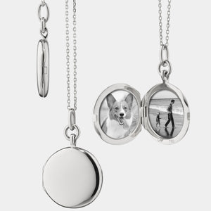 Slim Quinn Sterling Silver Engraved Locket Necklace