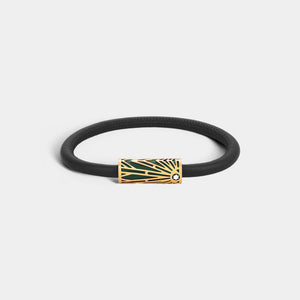 Meisterstück Origin Black Leather Bracelet with Green Lacquer & Gold-Tone Clasp