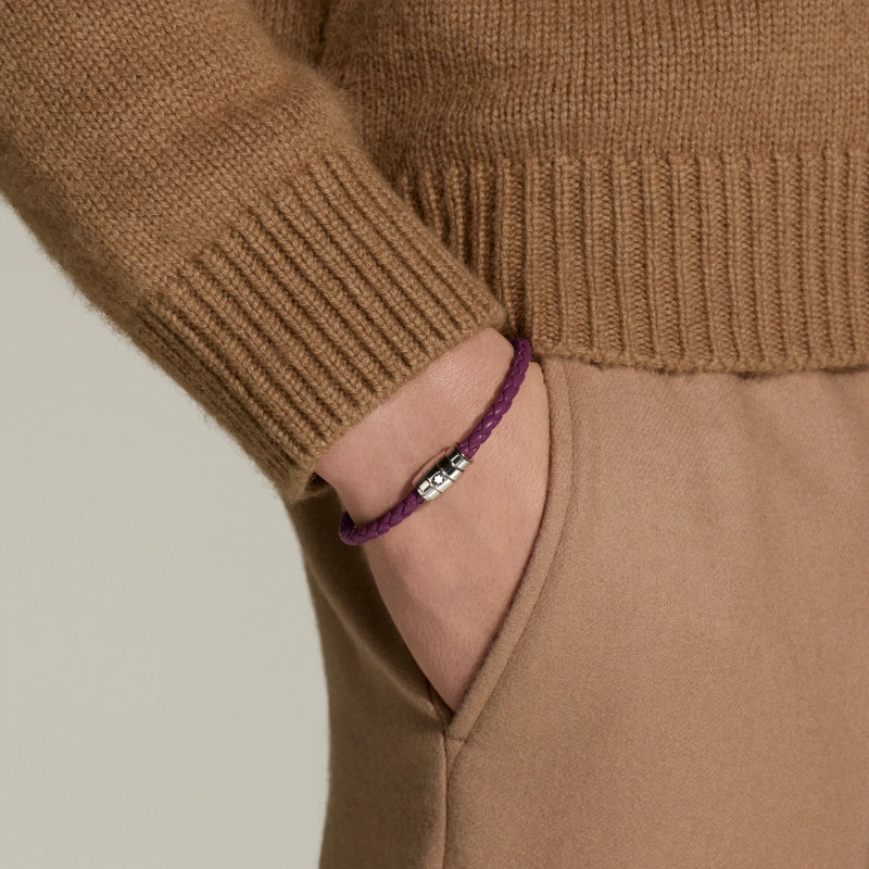Montblanc Brown Cassis Leather Bracelet | Large Stainless Clasp