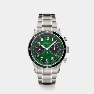 1858 Chronograph 0 Oxygen – Green Glacier Dial On Bracelet