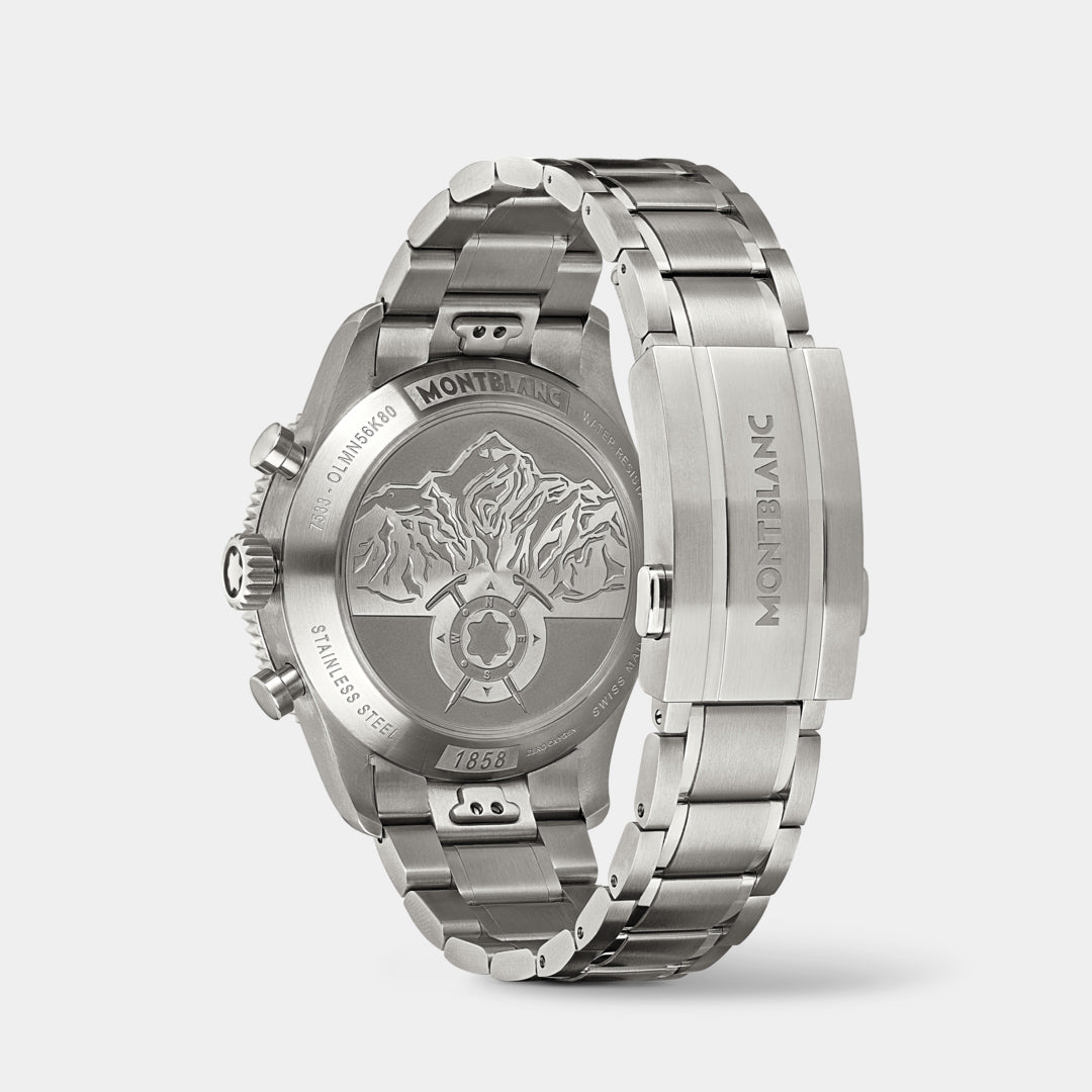 Silver Montblanc watch on a white background