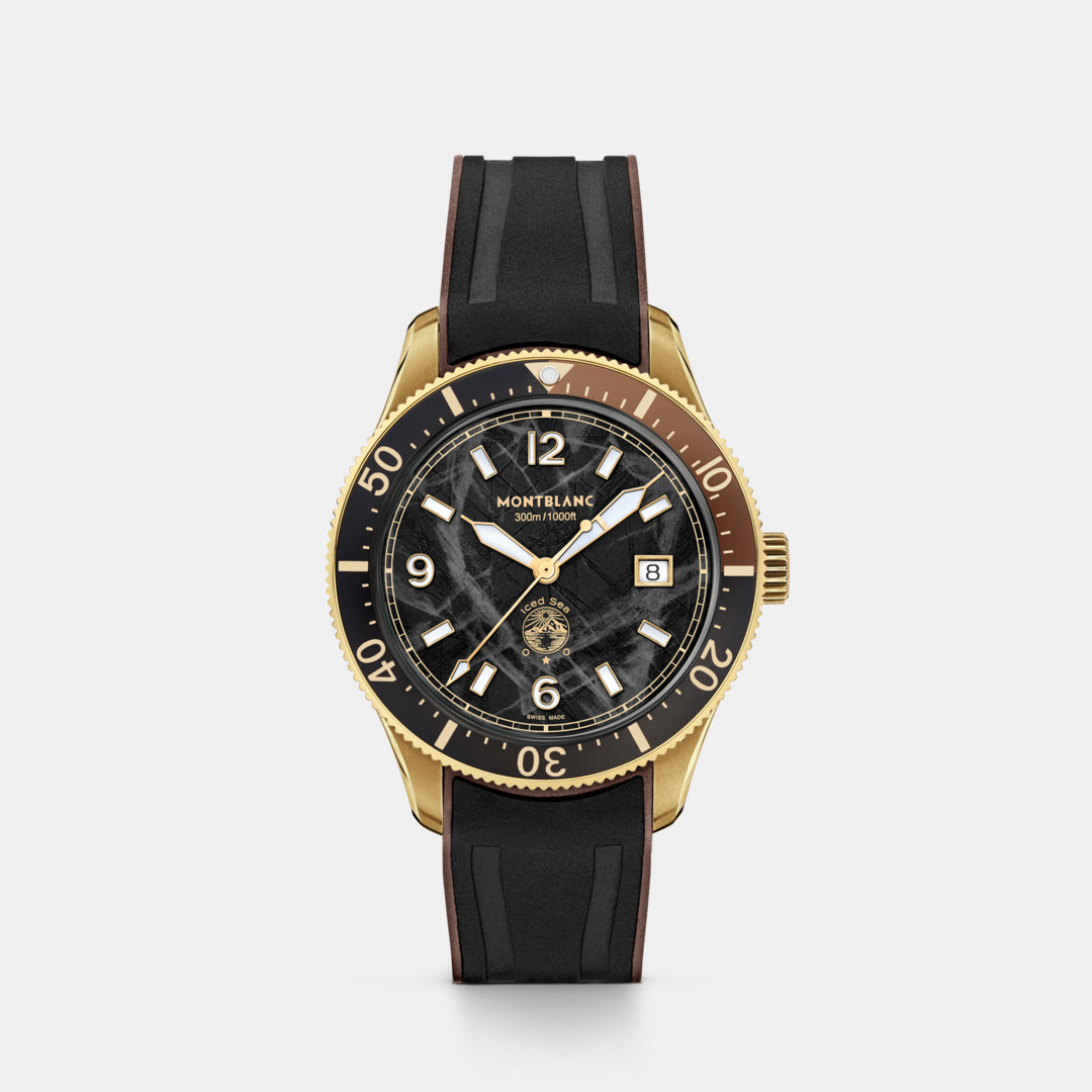 Iced Sea Date – Black Glacier Dial On Rubber Strap