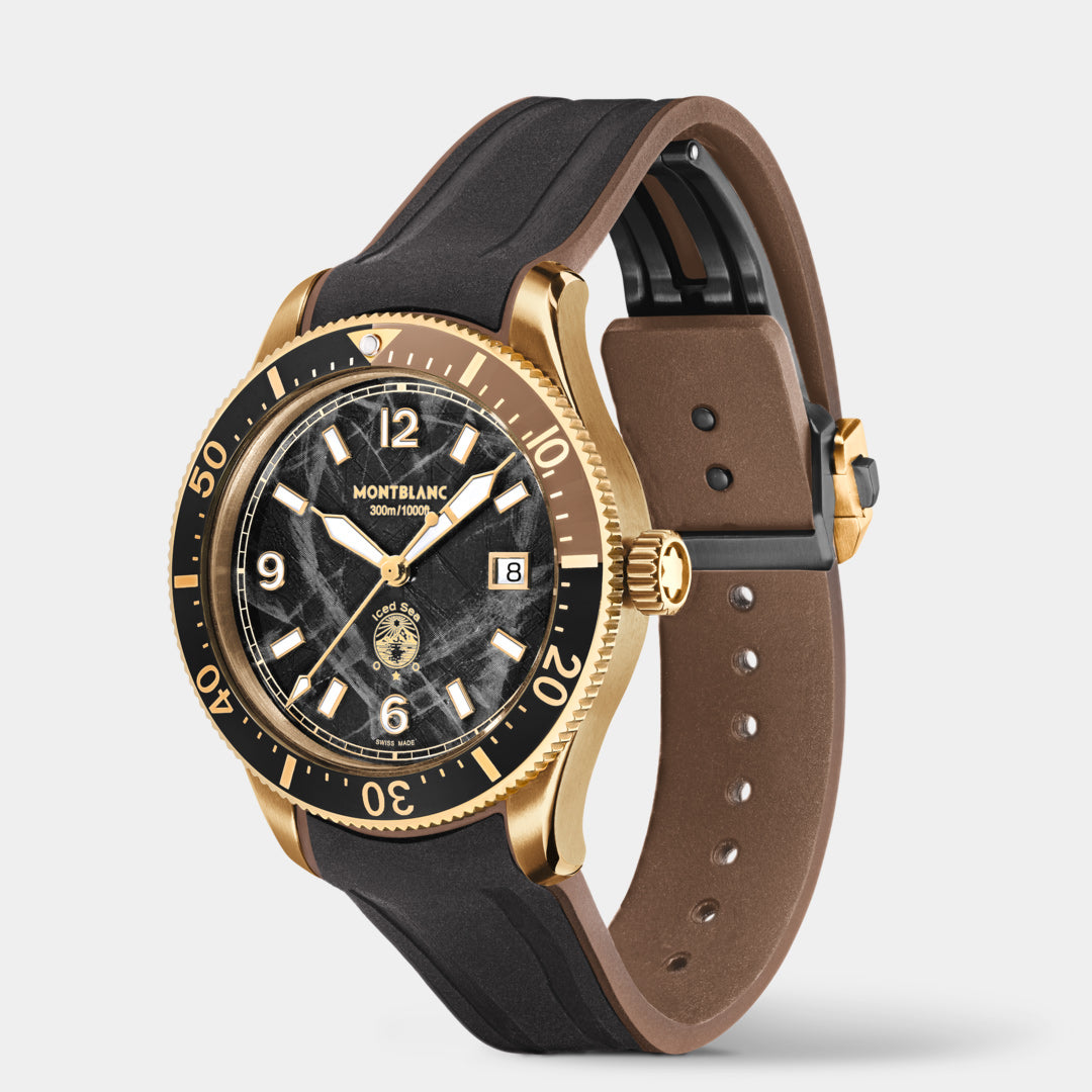 Iced Sea Date – Black Glacier Dial On Rubber Strap