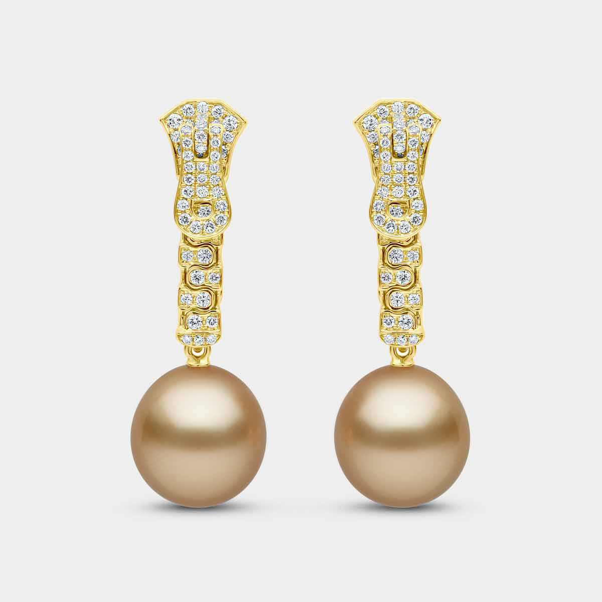 South Sea Pearl and Diamond Zip Earrings