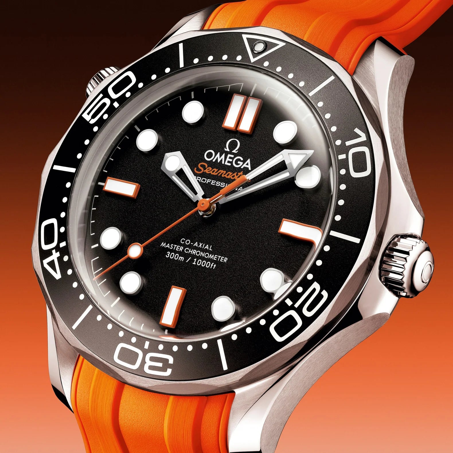 Seamaster Diver 300M 42mm - Black Orange Accent Dial on Rubber Strap