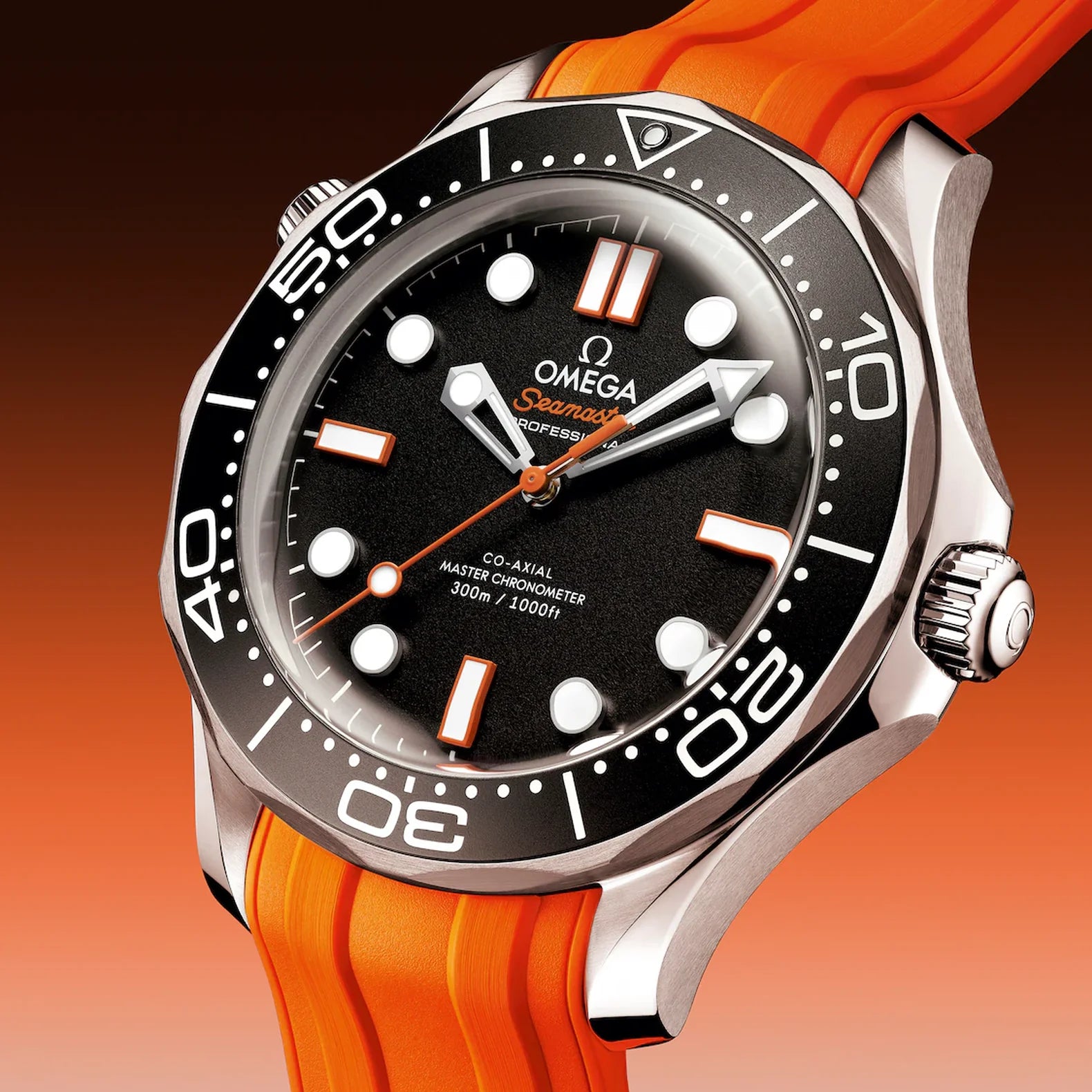 Seamaster Diver 300M 42mm - Black Orange Accent Dial on Rubber Strap