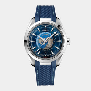 Seamaster Aqua Terra Worldtimer 43mm - Blue Dial on Rubber Strap