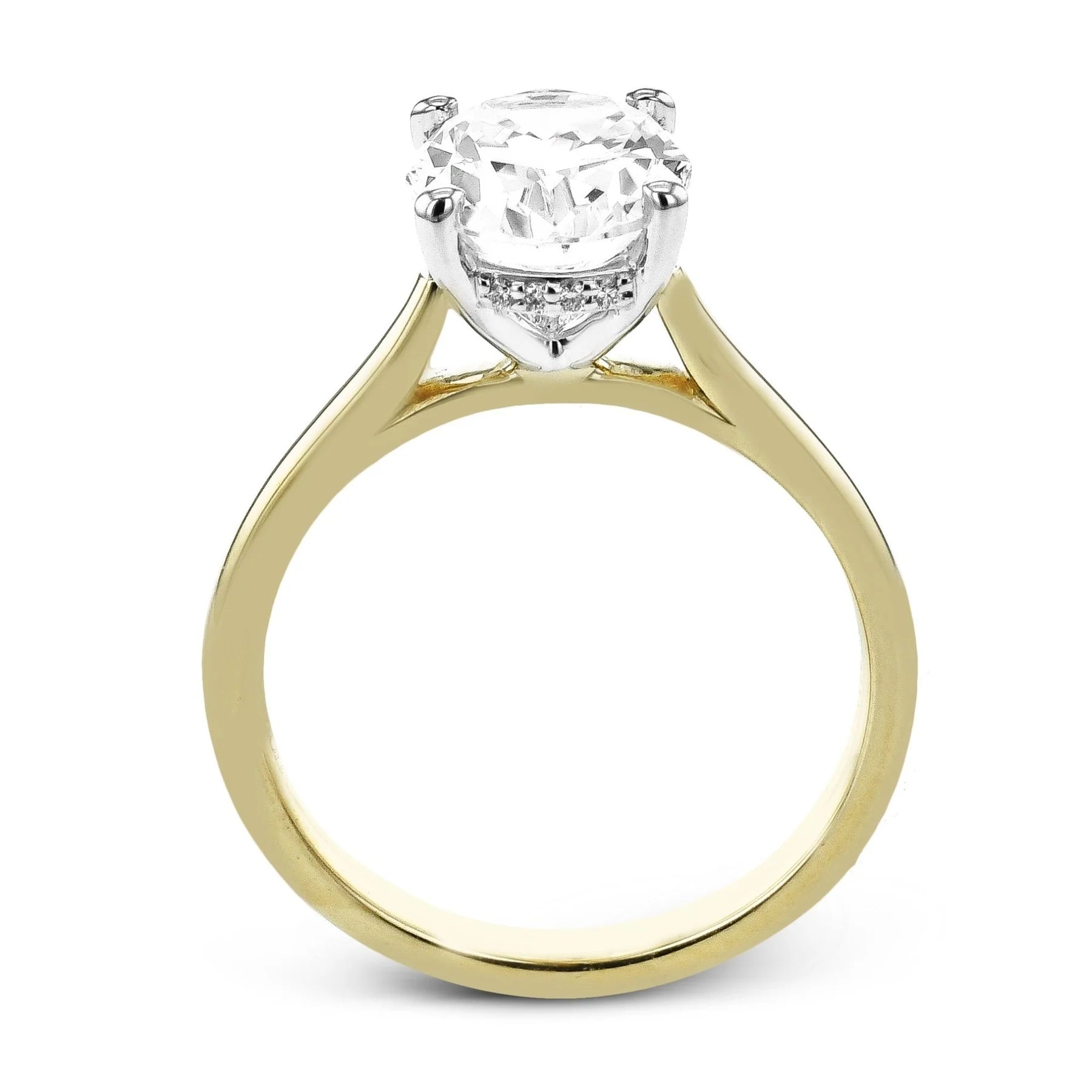 Oval Solitaire 18k Yellow Gold Engagement Ring - LR4055