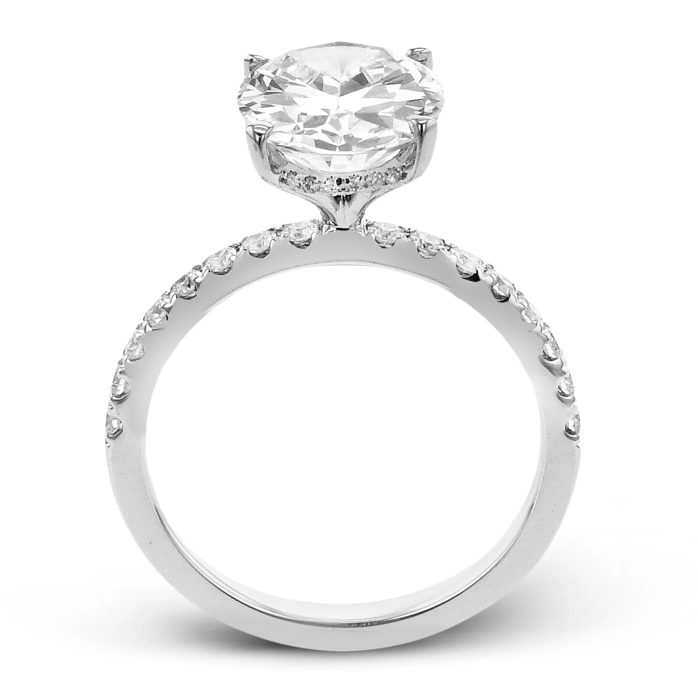 Oval Pavé 18k White Gold Engagement Ring - LR3295