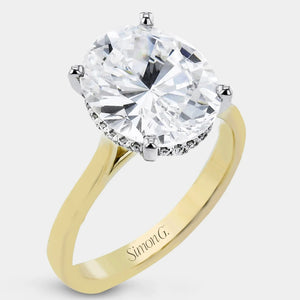 Oval Solitaire 18K Yellow Gold Engagement Ring - LR125
