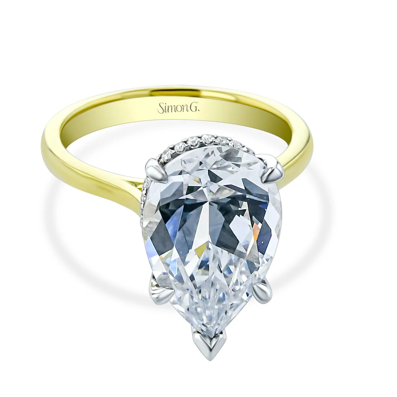 Pear Solitaire 18K Yellow Gold Engagement Ring - LR125