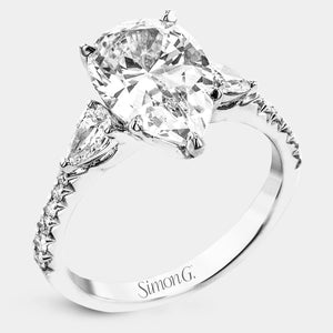 Pear Three-Stone 18k White Gold Engagement Ring - LR4010