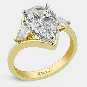 Pear Three Stone 18K Yellow Gold Engagement Ring - LR4191