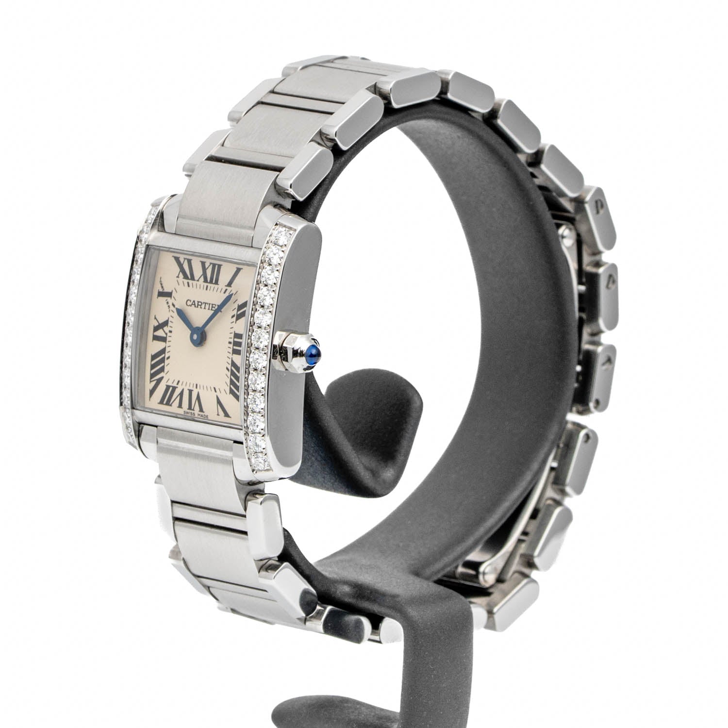 Cartier Tank Française Diamond Bezel Silver Dial Small Model - W4TA0008