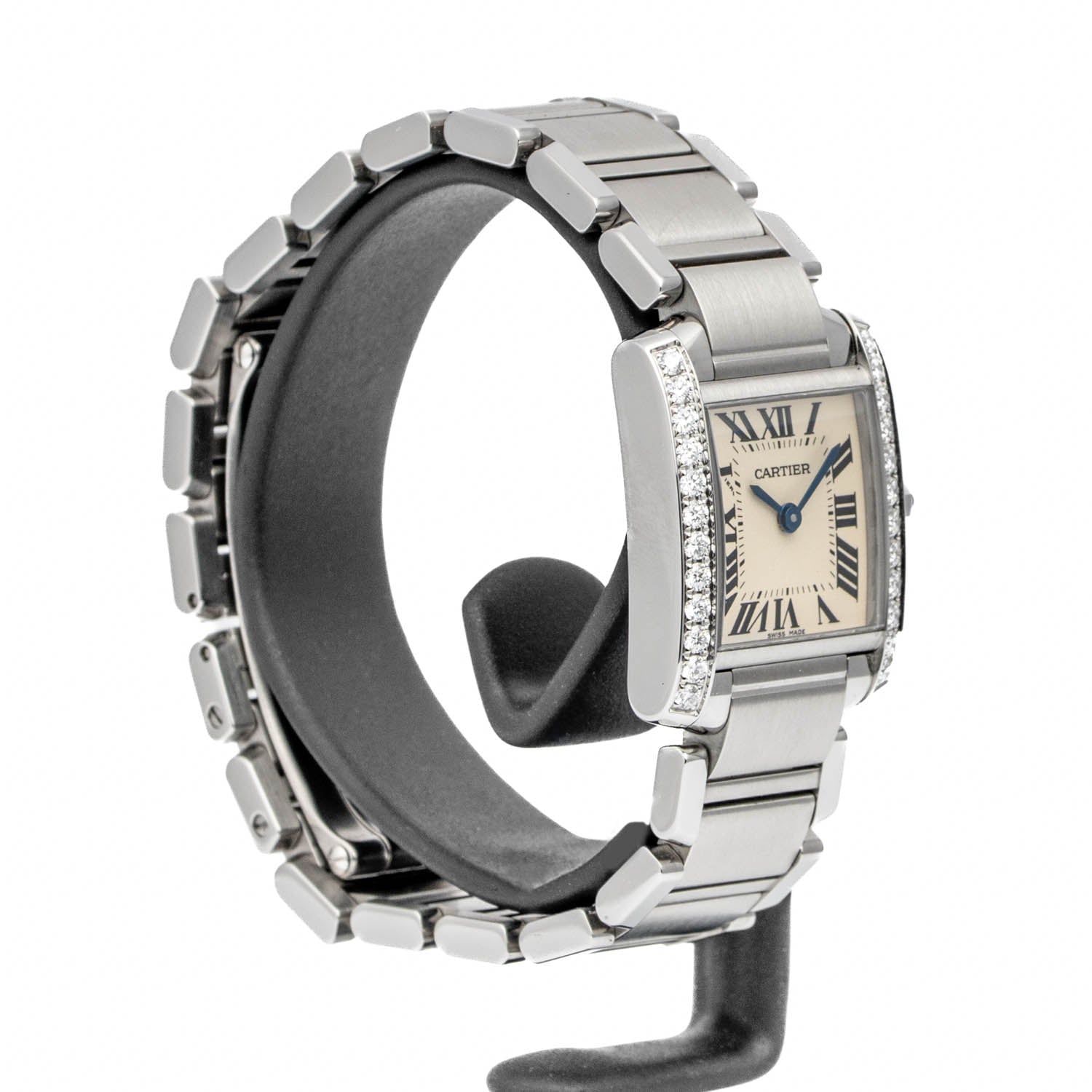Cartier Tank Française Diamond Bezel Silver Dial Small Model - W4TA0008