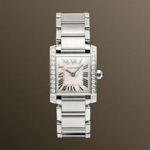 Cartier Tank Française Diamond Bezel Silver Dial Small Model - W4TA0008