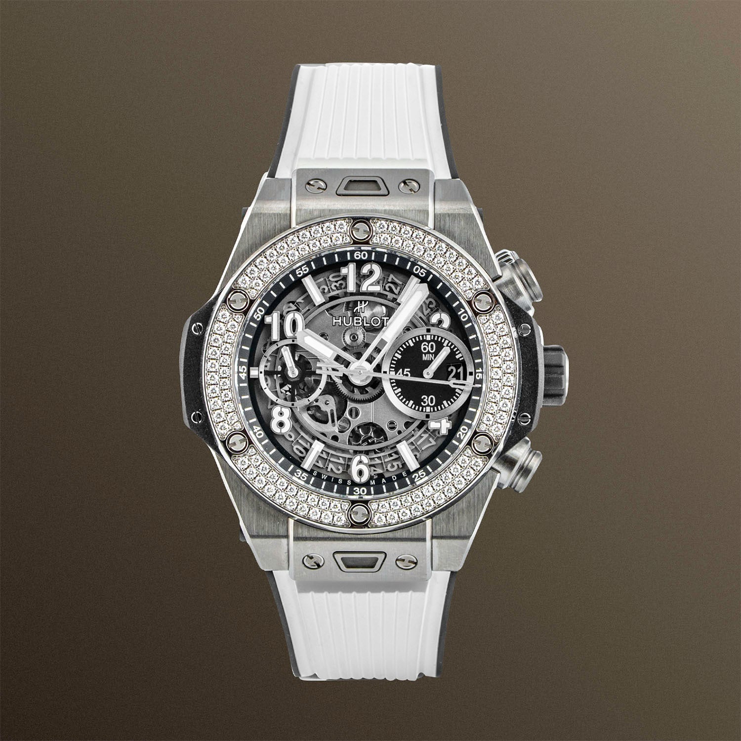 Hublot Big Bang Unico Titanium Pavé 42mm Skeleton Dial Rubber Strap - 441.NX.1171.RX.1104