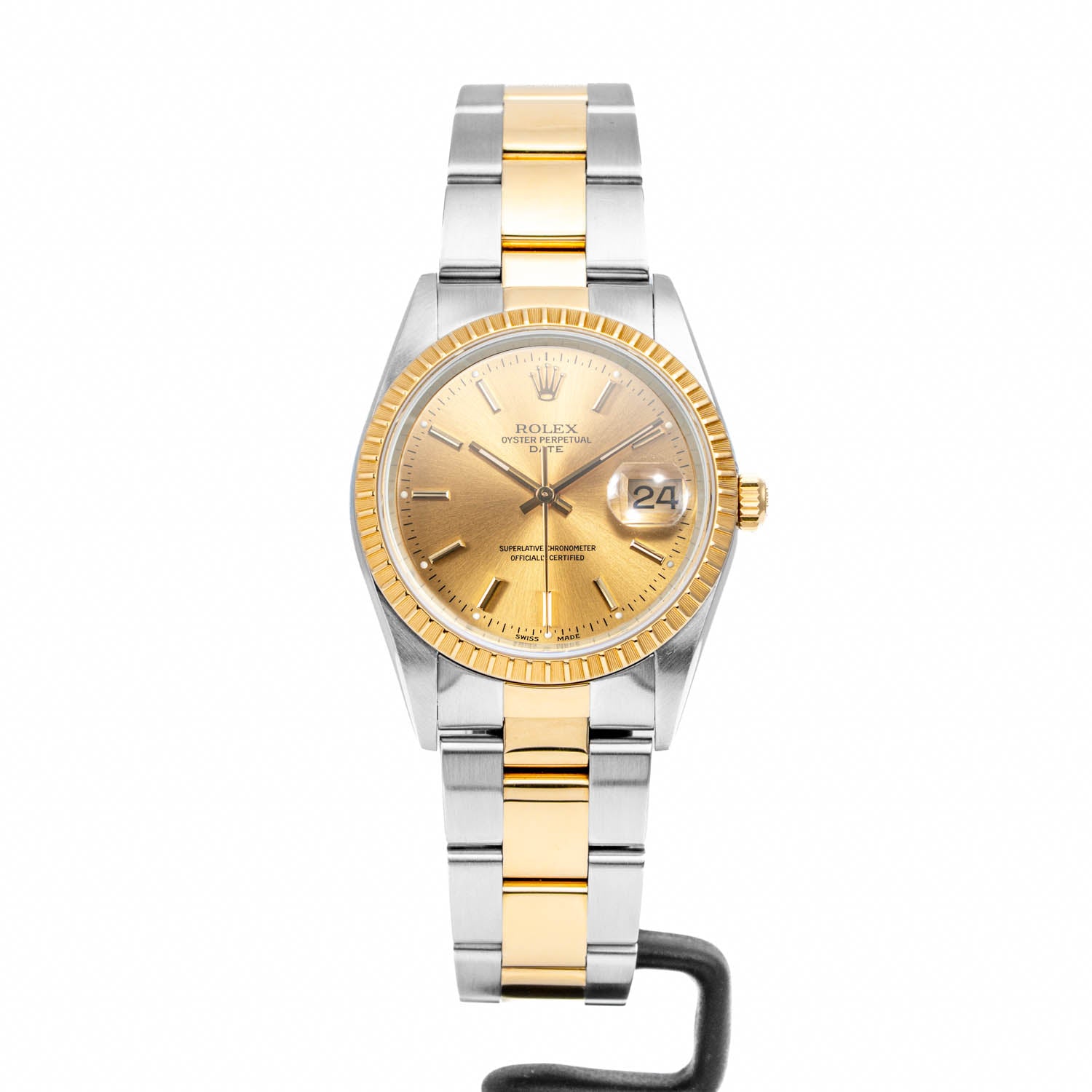 Rolex Oyster Perpetual Date Two-Tone Champagne Dial 34mm - 15223