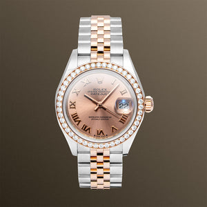 Rolex Lady-Datejust 28mm Pink Roman Diamond Bezel - 279381