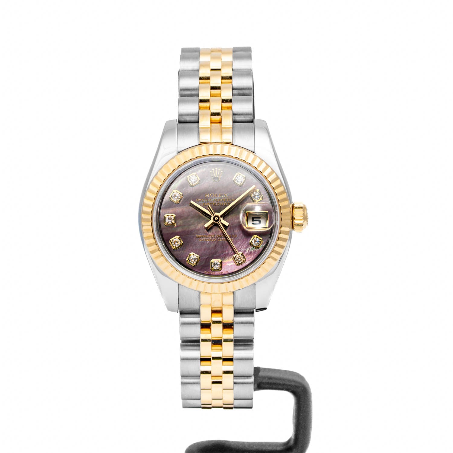 Rolex Lady-Datejust 26mm Black Mother of Pearl Diamond Dial - 179173