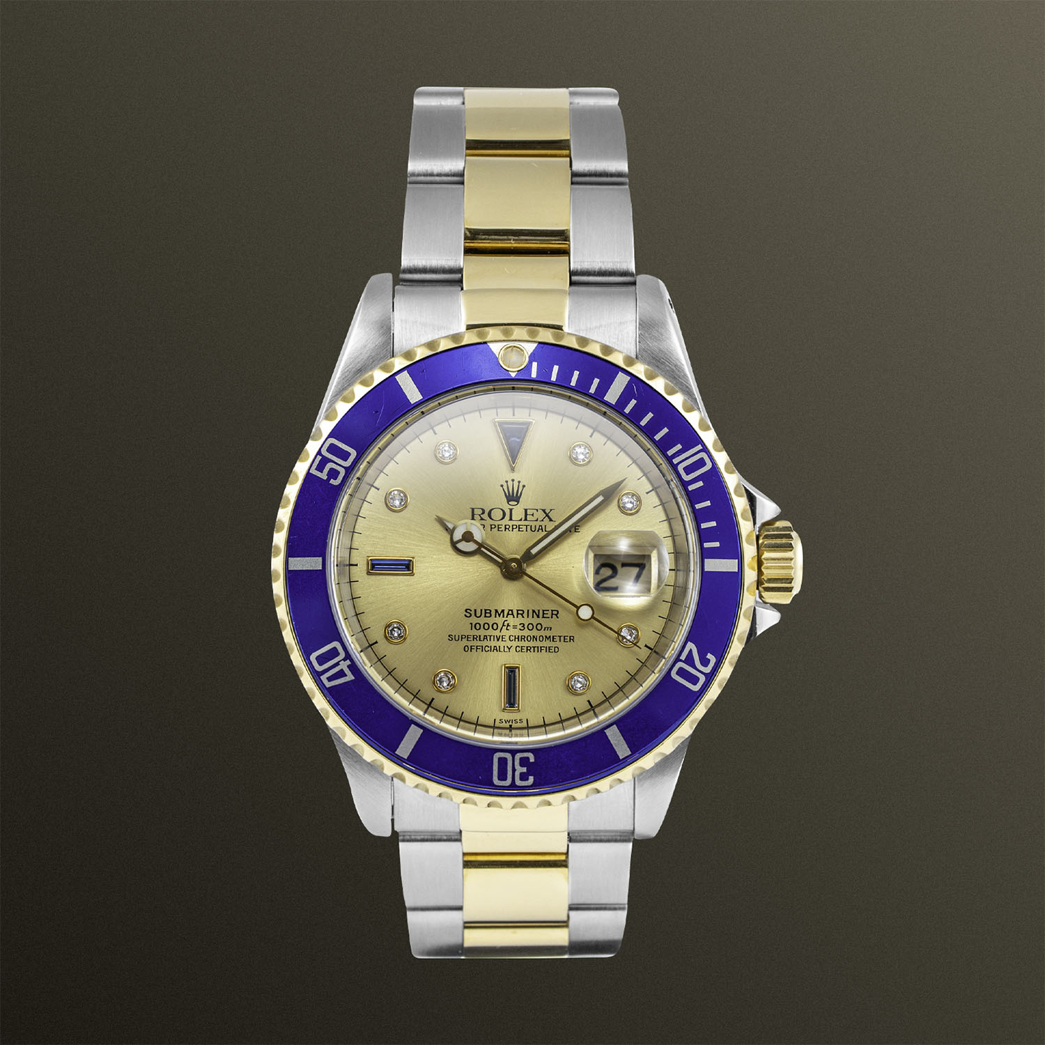 Rolex Submariner Date Two-Tone Champagne Diamond Dial 40mm - 16613