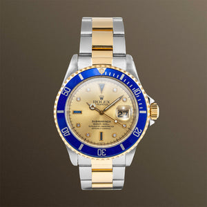 Rolex Submariner Date Two-Tone Champagne Diamond Dial 40mm - 16613