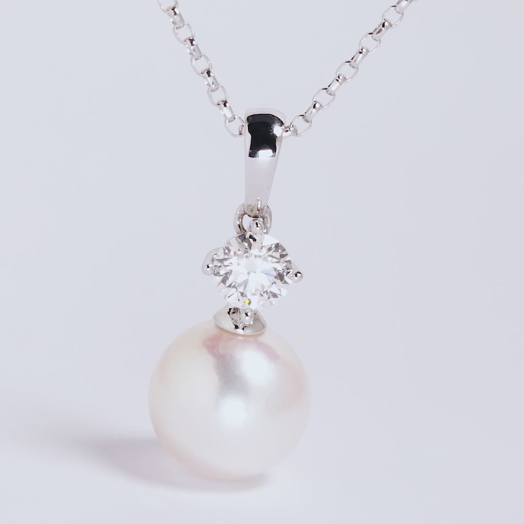 Yoko London | Pearl Drop Pendant with Diamond | 18K White Gold