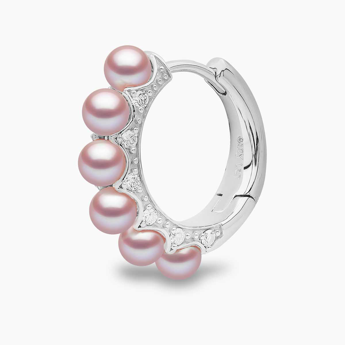 pearl and diamond huggie hoops