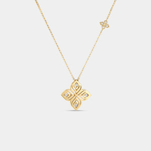 Arabesque Large Diamond Flower Necklace in Yellow Gold