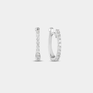 Classic Diamond Pavé Diamond Huggy Earrings in White Gold
