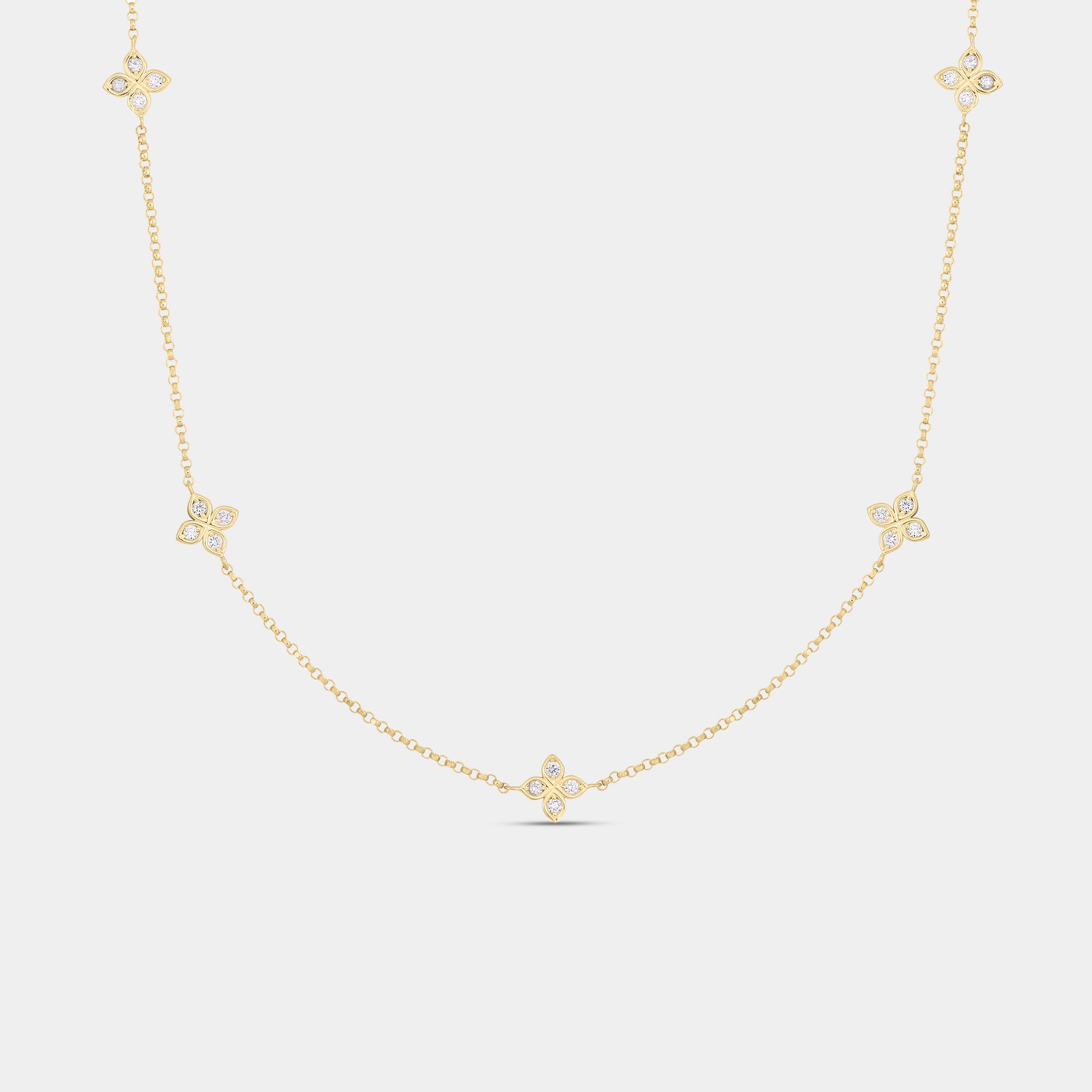 Love in Verona 5-Station Flower Necklace in 18K Yellow Gold