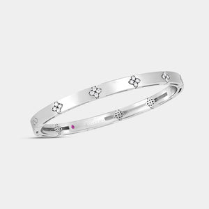 Love in Verona Narrow Width Diamond Accent Bangle in White Gold
