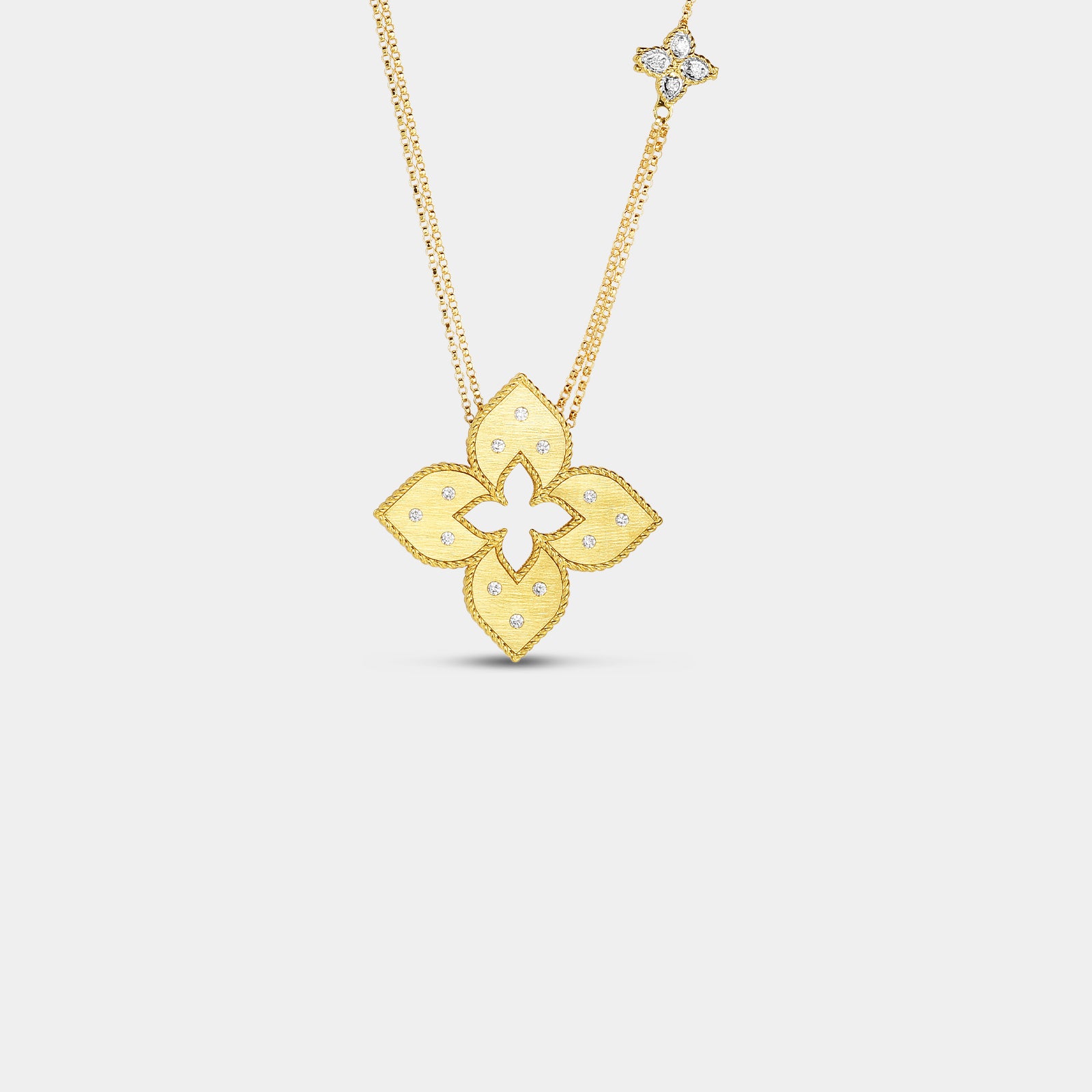 Venetian Princess Medium Diamond Flower Long Necklace in Yellow Gold
