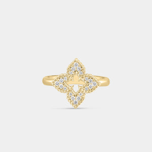 Venetian Princess Pavé Diamond Small Flower Ring in Yellow Gold