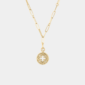 Venetian Princess Small Diamond Cut Out Pendant Necklace in Yellow Gold