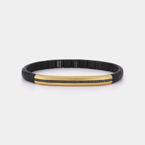 Matte Black Ceramic & Yellow Gold Bracelet with Black Diamonds