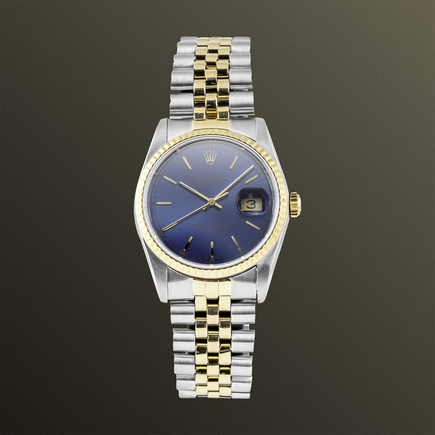 Rolex Datejust 36mm Blue Sunburst Dial Two-Tone Jubilee - 16233