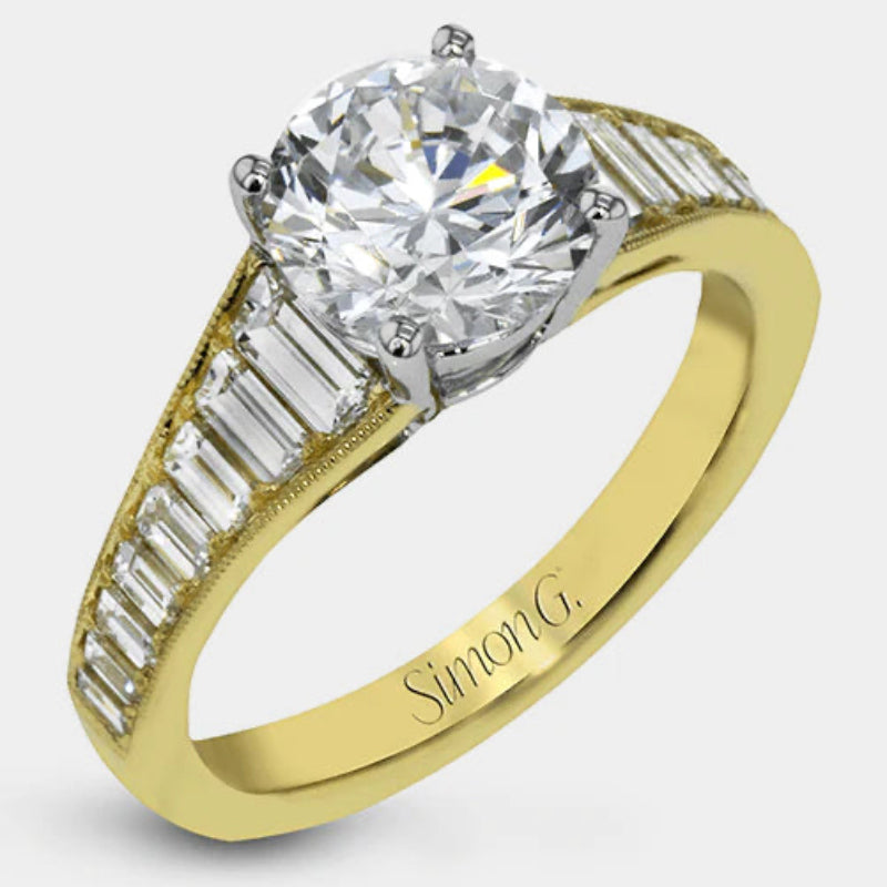 Round Channel-Set Engagement Ring 18k Yellow Gold - MR2358
