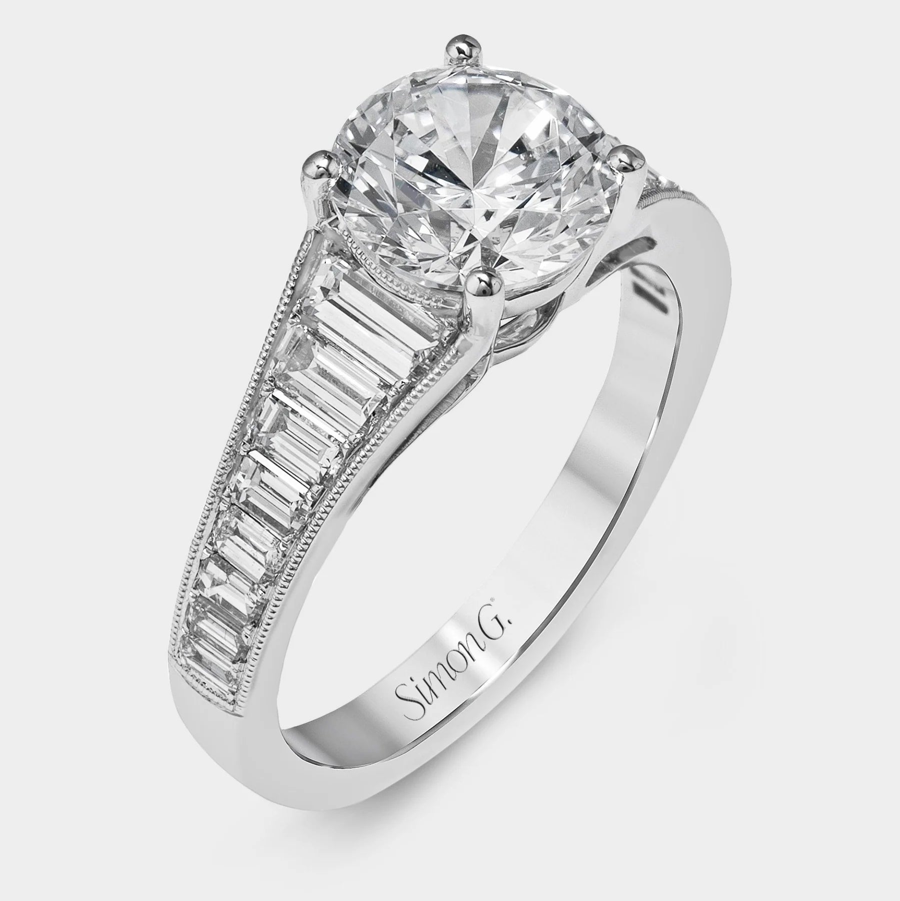 Simon G. | Round Channel-set Platinum Engagement Ring - MR2358