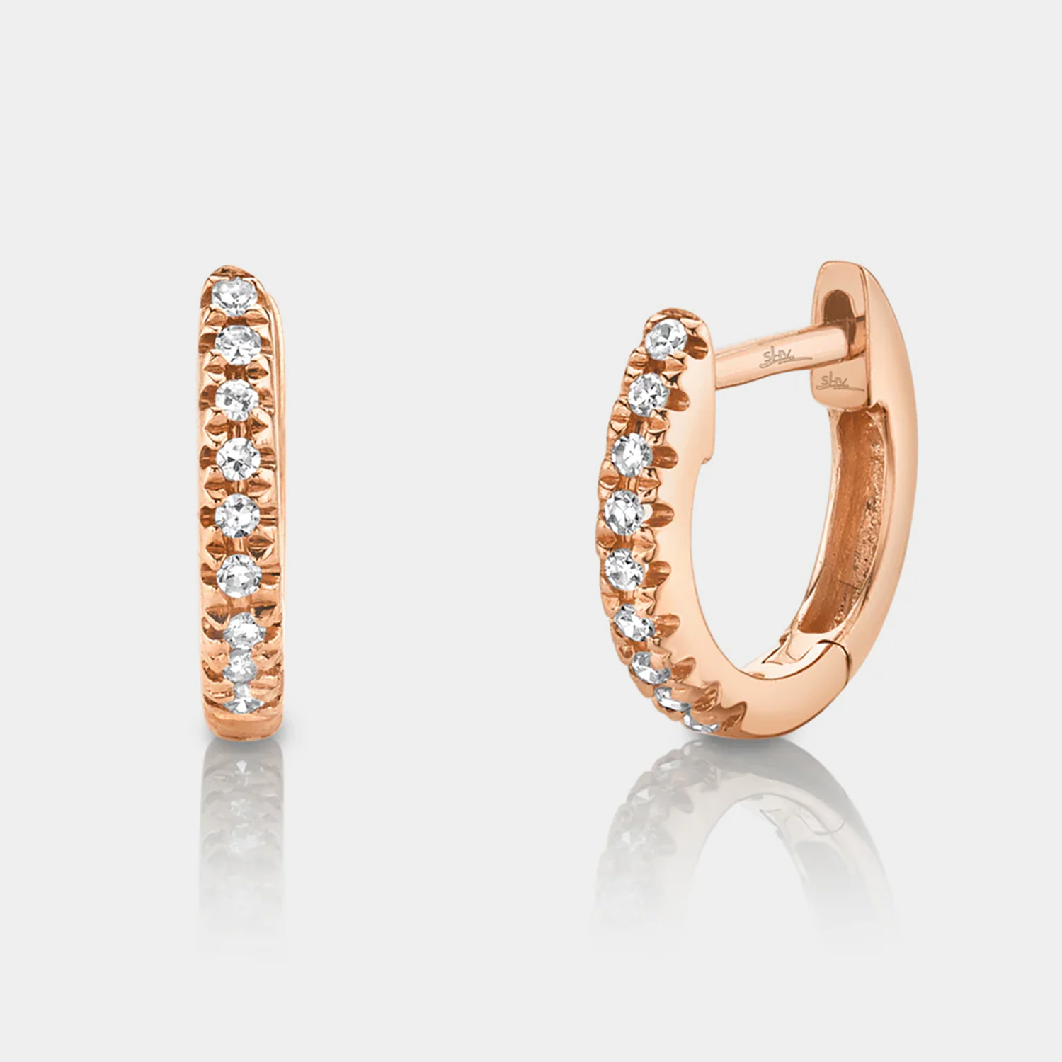 Kate Rose Gold Diamond Mini Huggie Earrings