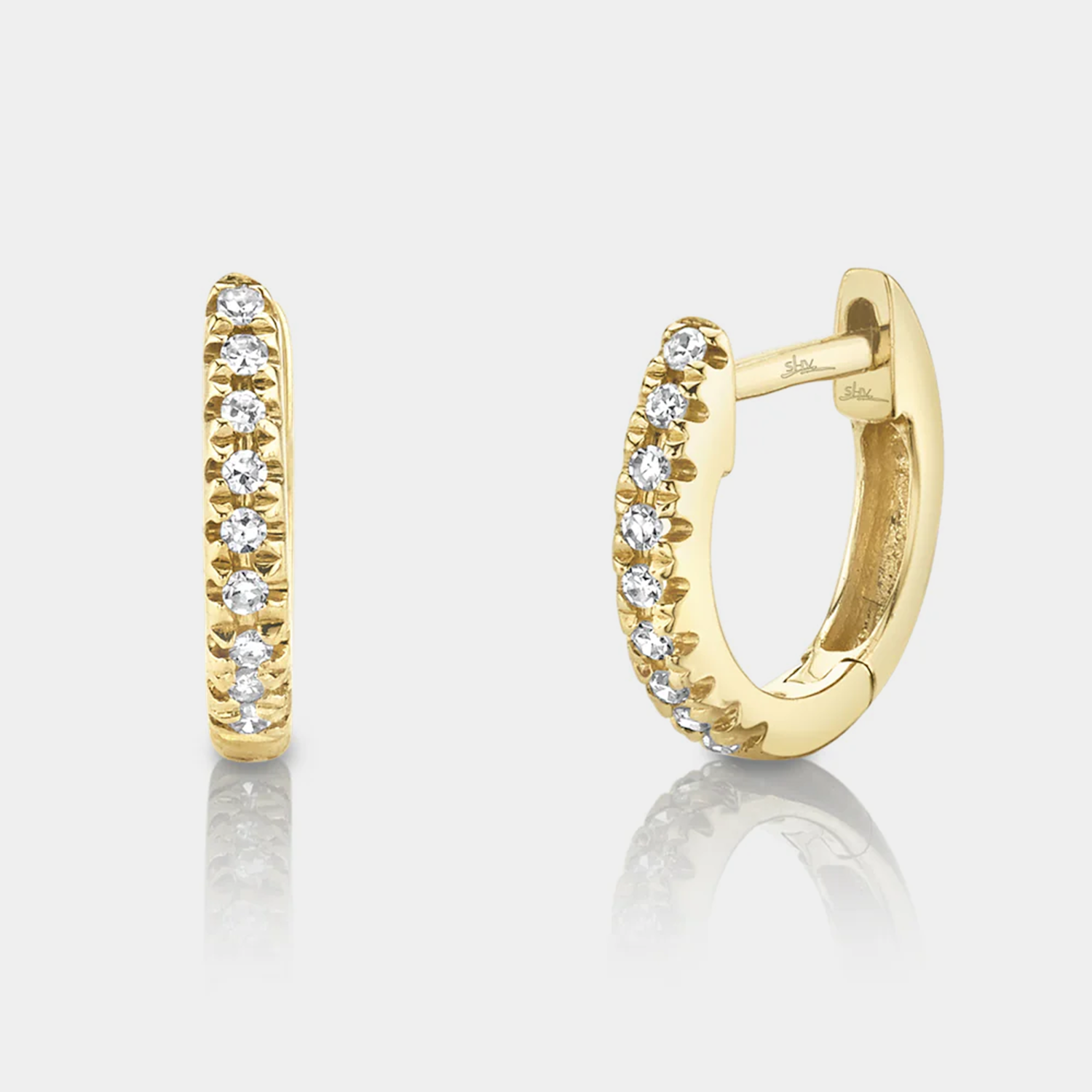 Kate Yellow Gold Diamond Mini Huggie Earrings