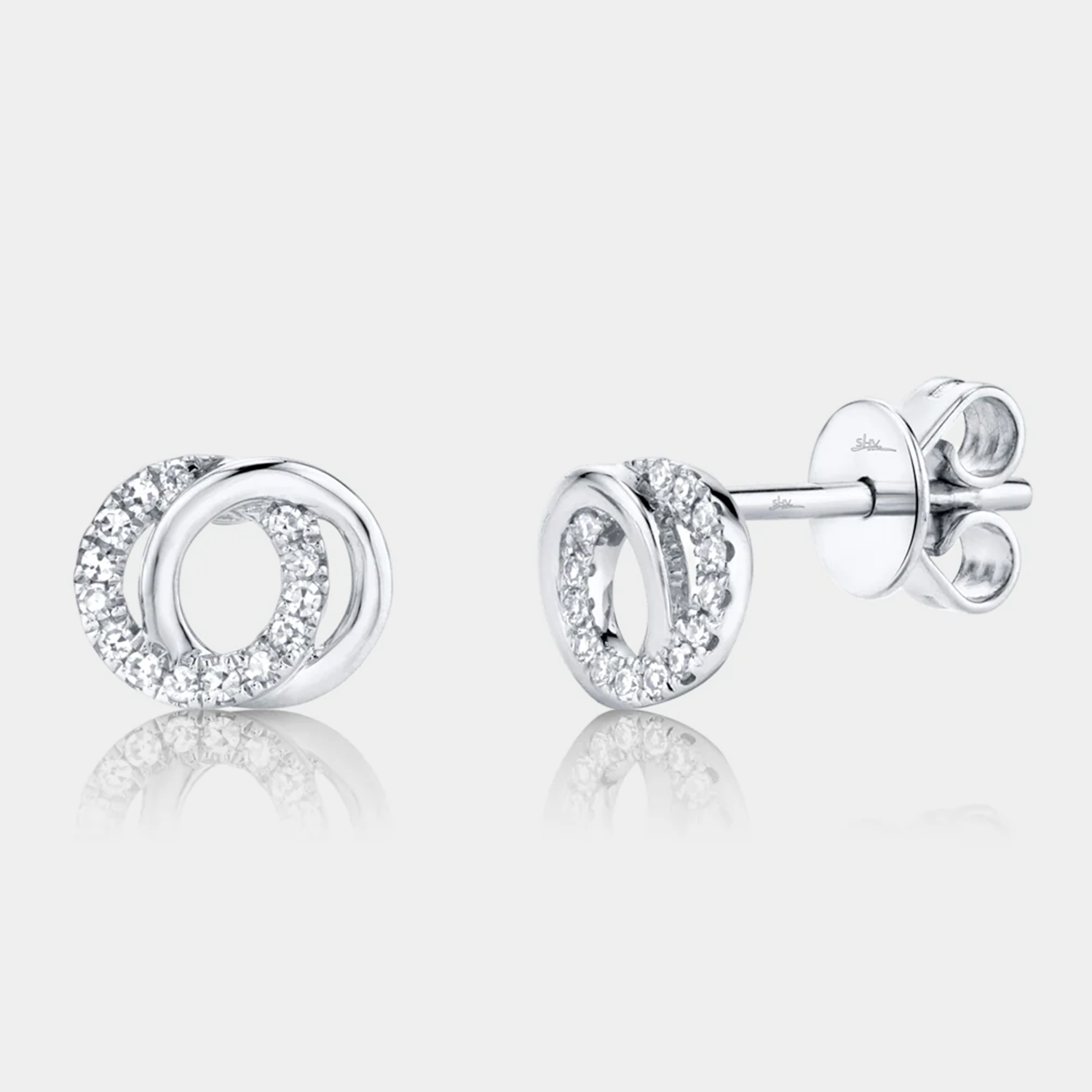 Kate Diamond Love Knot Stud Earrings in White Gold