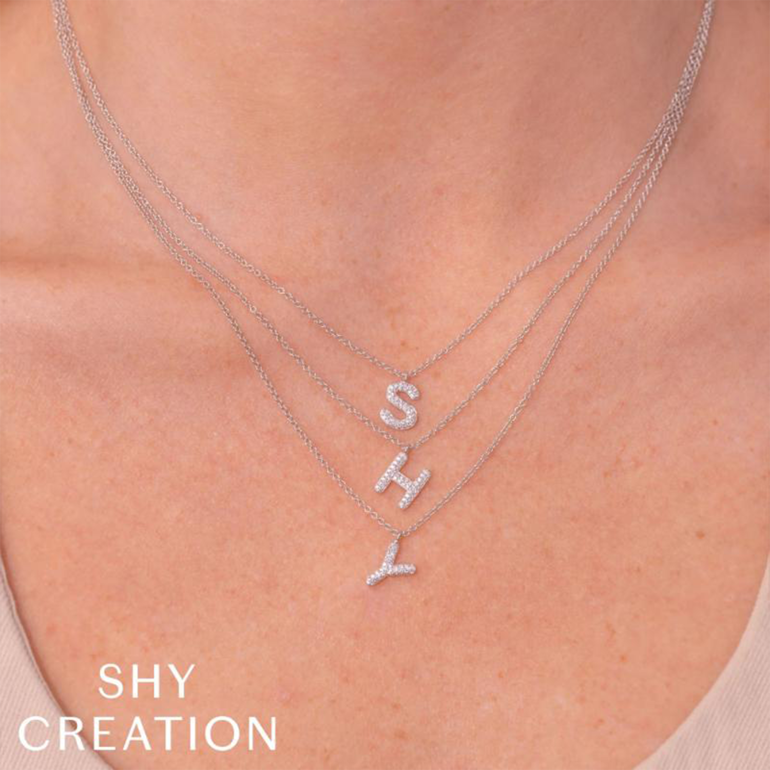 Pave Diamond Initial "L" White Gold Necklace