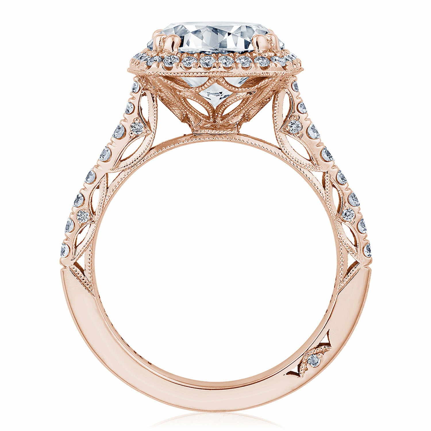 Cushion Halo 18K Rose Gold Engagement Ring - 269122