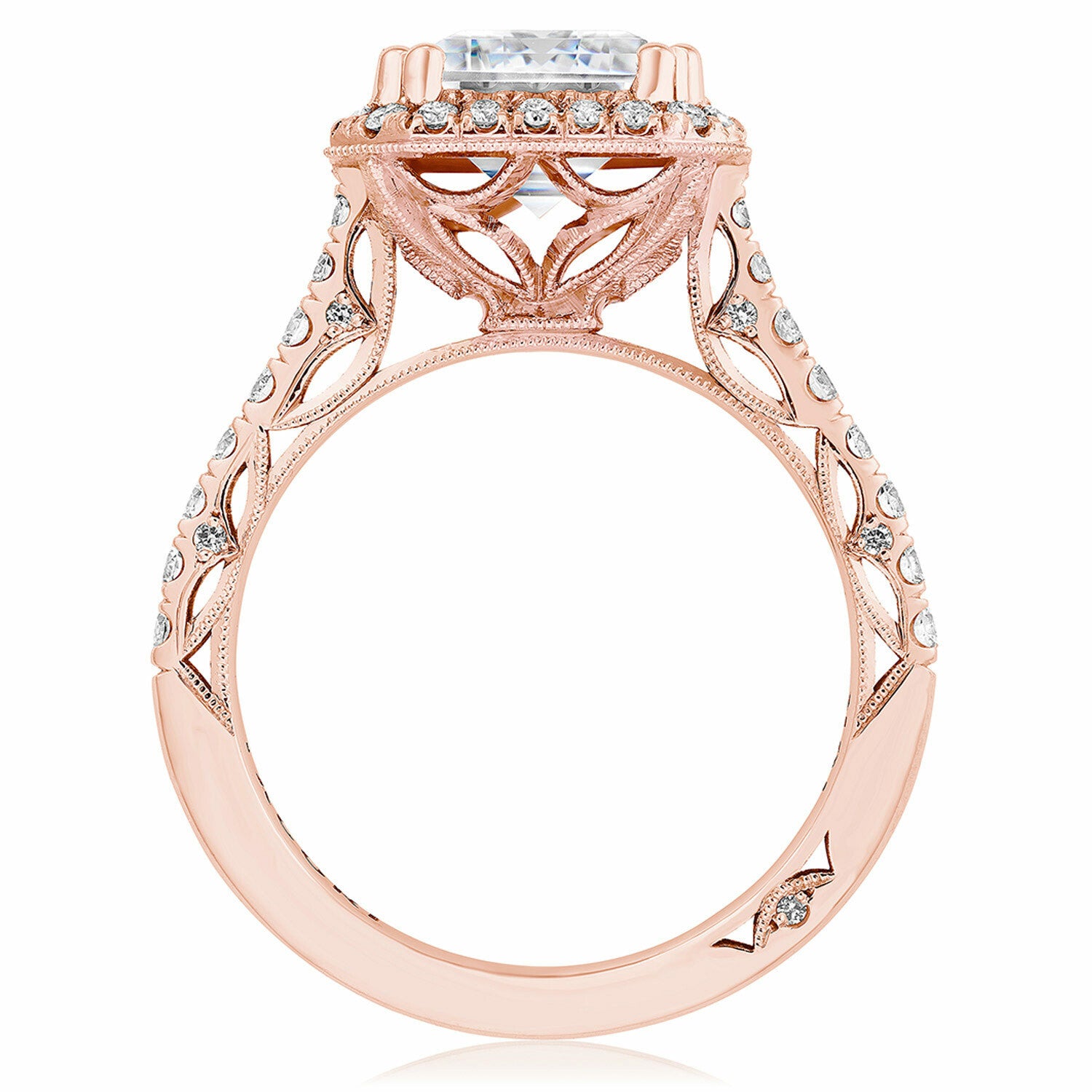 Emerald Halo 18K Rose Gold Engagement Ring - 269122
