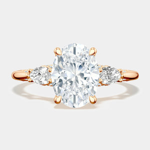 Oval 3-Stone 18k Rose Gold Engagement Ring - 2685