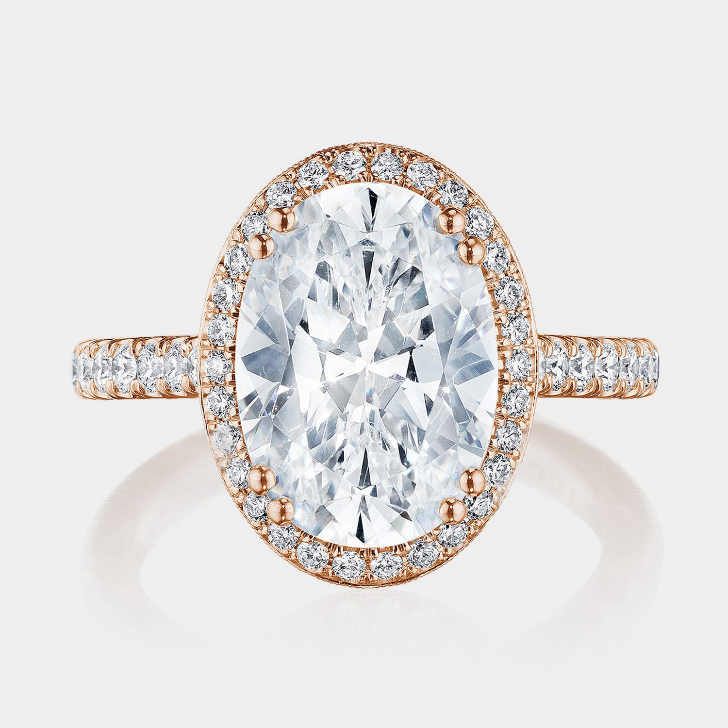 Oval Halo 18K Rose Gold Engagement Ring - 269122