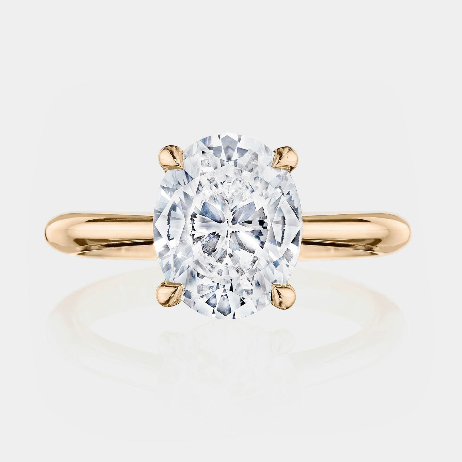Oval Solitaire 18K Rose Gold Engagement Ring - HT2671
