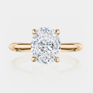 Oval Solitaire 18K Rose Gold Engagement Ring - HT2671