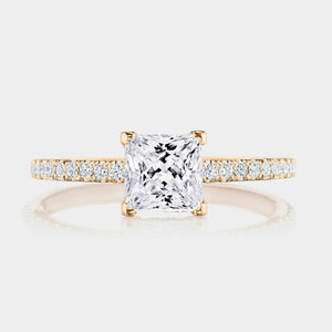 Princess Pavé 18K Rose Gold Engagement Ring - 267015